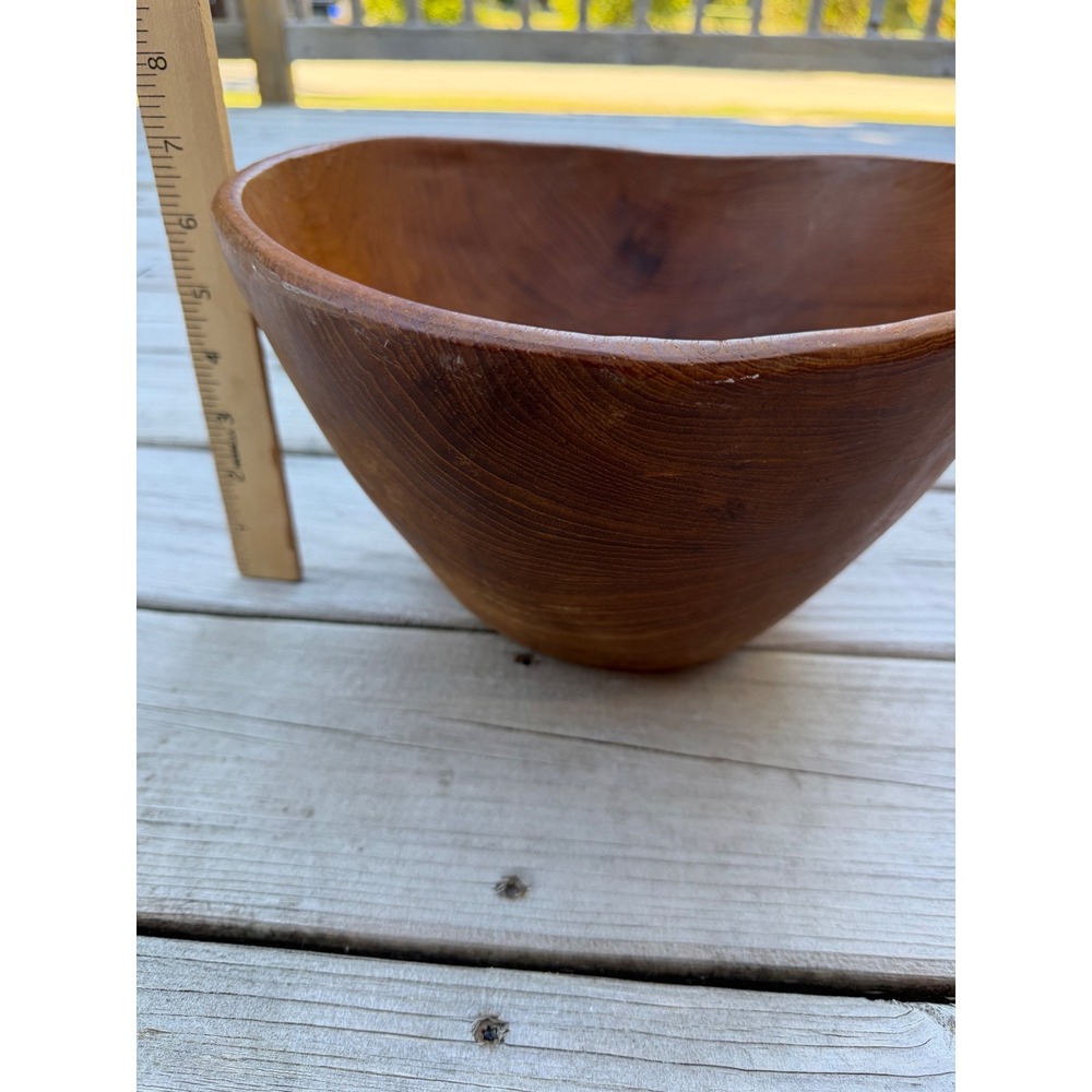Vintage Dolphin Genuine Teakwood Bowl Handmade Thailand Mid Century Modern 10in